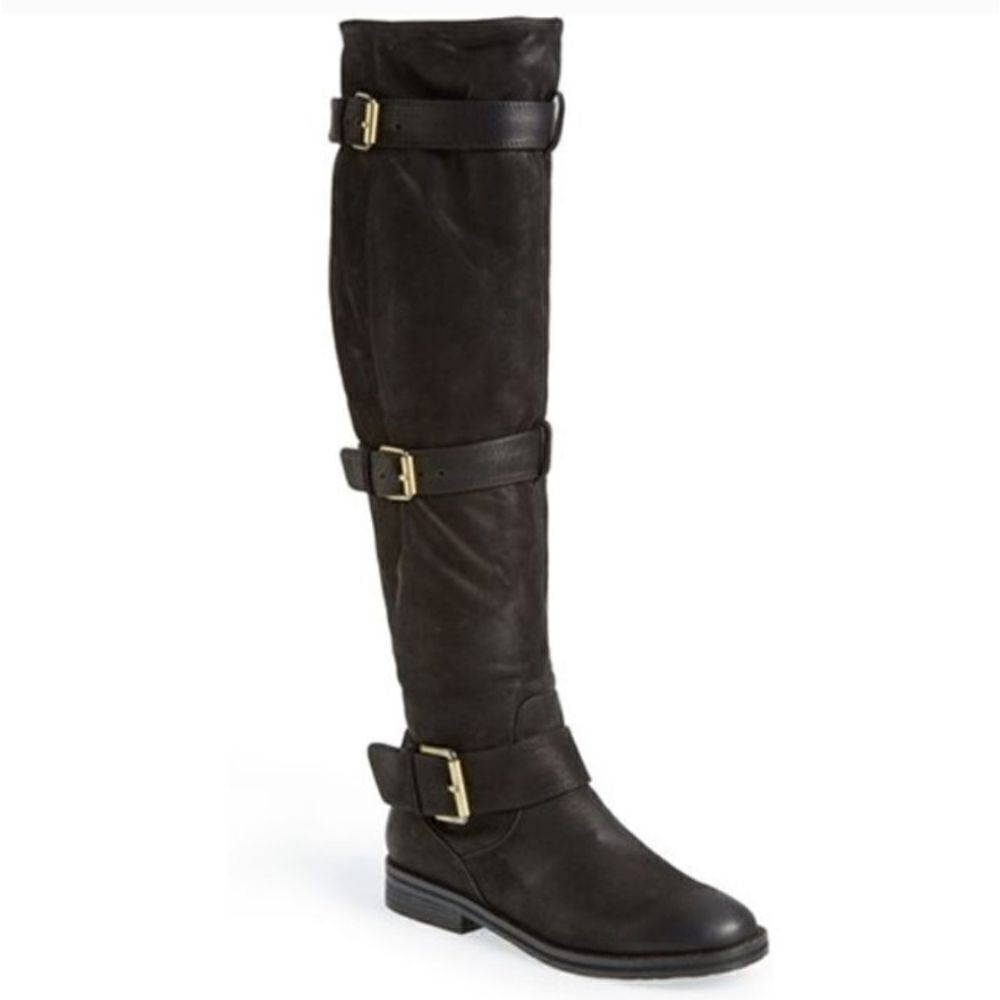 Gentle Souls Edgefield Black Nubuk Leather Buckle OTK Boots Size 7M - Picture 2 of 14